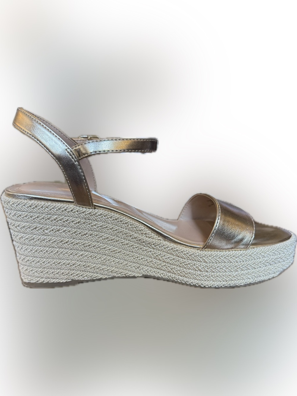 Kelly & Katie Metallic Gold Espadrille Wedge Sandals - Picture 4 of 8